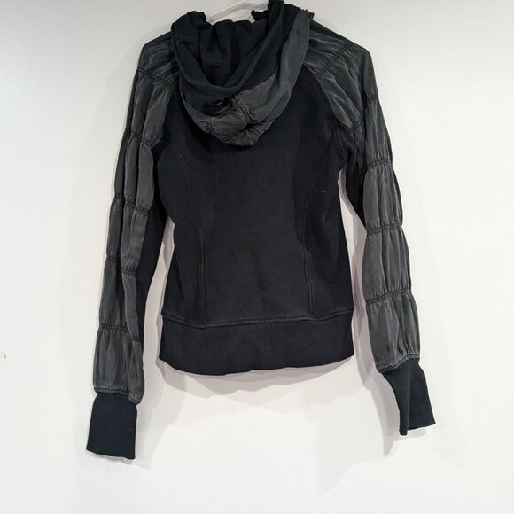 Lululemon Rare Special Edition Ruched Tencel Sleeve Scuba Hoodie Black Size 4 - Picture 2 of 2